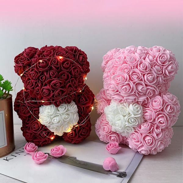 

valentines romantic gift box pe rose bear artificial rose decorations cute cartoon girlfriend kid gift mother's day