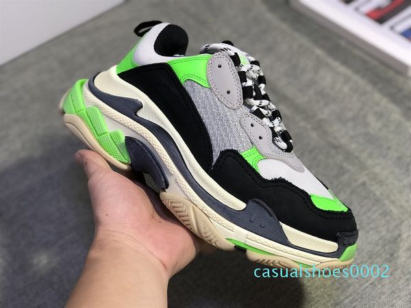 

2020 triple s designer dad shoes fashion sneakers triple-s zapatos fluo green black red clear sole men women casual shoes c02
