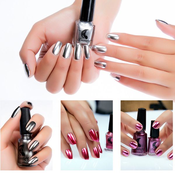 

mirror effect nail gel polish nail art metallic silver shinning pigment polishes manicure