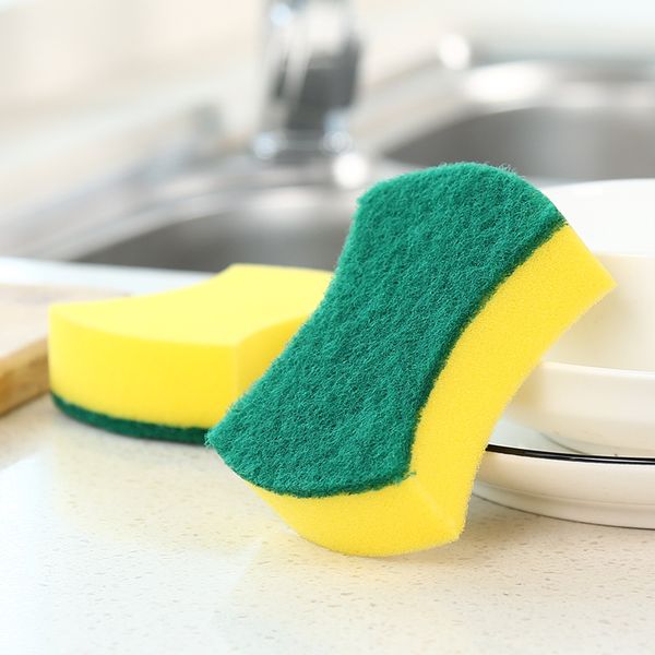

double-sided strong decontamination sponge cleaning wipe magic mop scouring pad kitchen dish brush dish-washing sponge chip inst, White