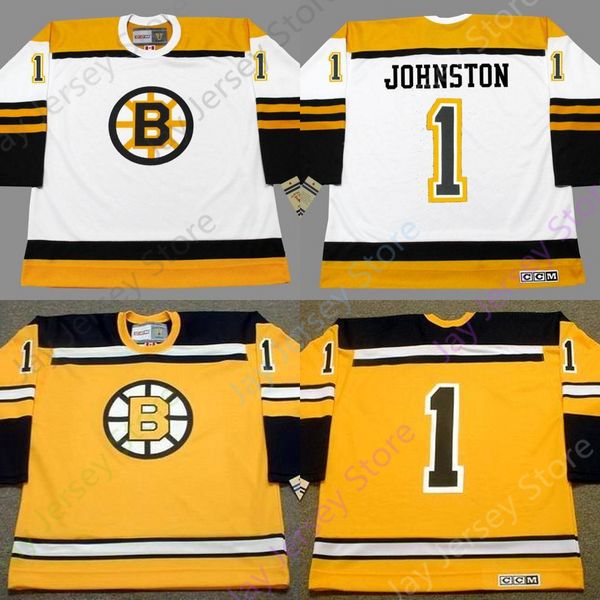 

Custom EDDIE JOHNSTON Boston Bruins 1966 CCM Vintage Throwback Away Hockey Jersey