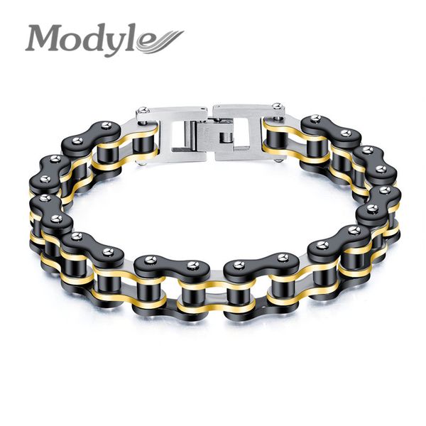 

link, chain modyle punk rock 316l stainless steel biker mens bracelet link motorcycle bike bicycle bracelets bangles jewelry, Black