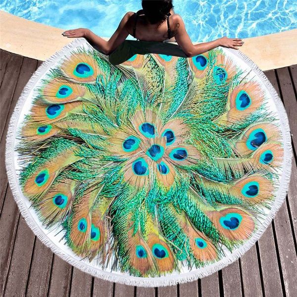 

large round beach towel mandala with tassels peacock feather bath towels for adults summer large yoga mat microfiber towel terry