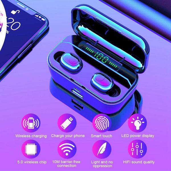 

led display original earphone bluetooth 5.0 wireless bluetooth stereo earphones earbuds 3500mah power bank earphone waterproof