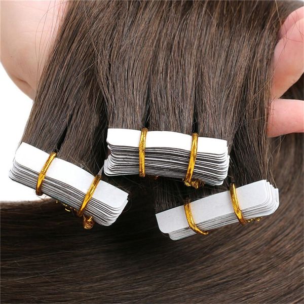 

brazilian straight tape in hair extension double drawn 2.5g/piece 40pieces/pack skin weft hair extensions virgin human hair, Black
