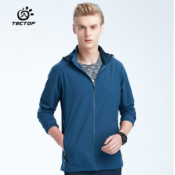 

tecoutdoor hiking camping fishing uv protection jacket lightweight breathable waterproof sport trench coat for men, Blue;black