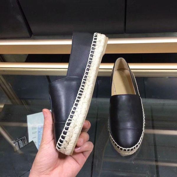 

designer brand women espadrilles casual shoes real lambskin women flat shoes fisherman shoes women sole canvas shoe size 34-41, Black