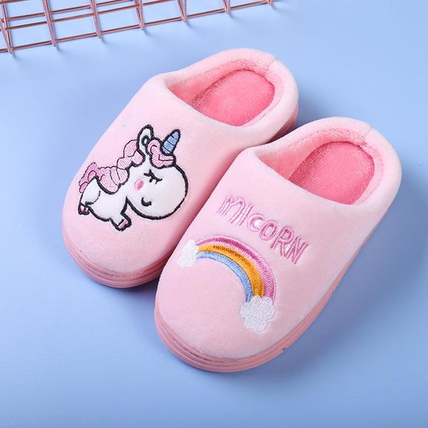 Winter Unicorn Slippers Kids Toddler Girl Flip Flop Baby Boys Fur