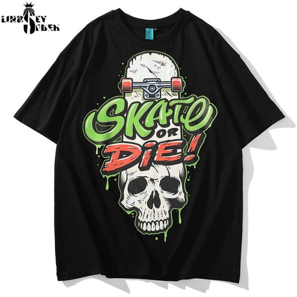 

мужчины женщины скейт или умереть печати уличной футболки хип-хоп повседневная панк-рок с коротким рукавом тройники рубашки harajuku мода фу, White;black