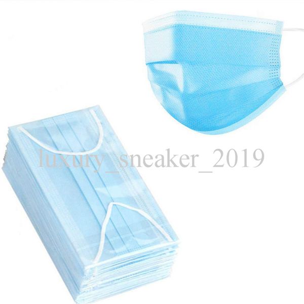 

fast ship disposabl earloop facial masks 3-layers non-woven protective face mask blue anti-dust proof part