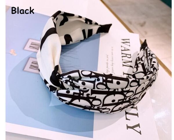 

letter print women headbands hair accessories simple cloth art knotted headband fashion hipsters hair band factory wholesale, Black;brown