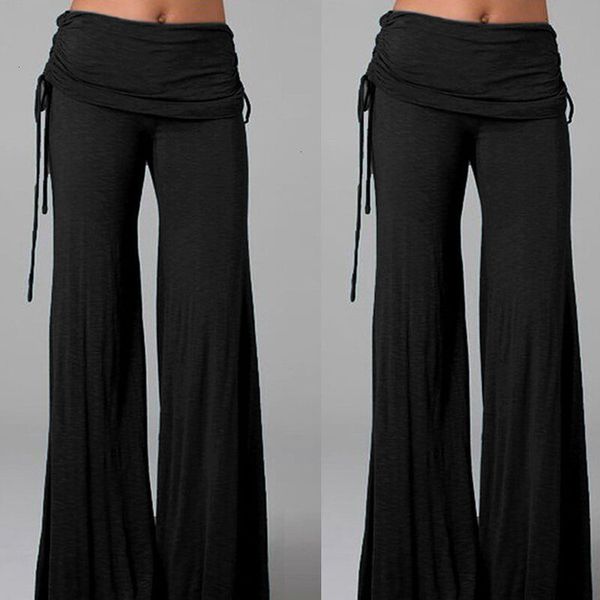 

women trousers long women flared wide leg pants summer ladies casual loose trousers layers fashion solid culottes plus size, Black;white