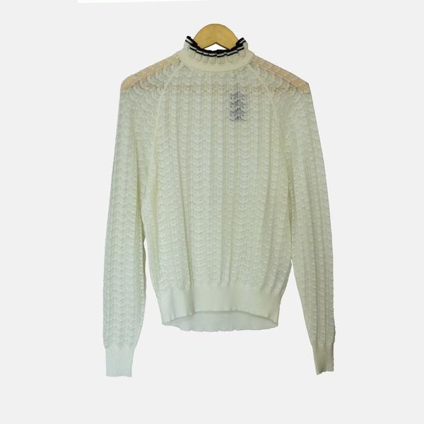 

2019 autumn and winter princess style sweet lace collar women sweater, White;black