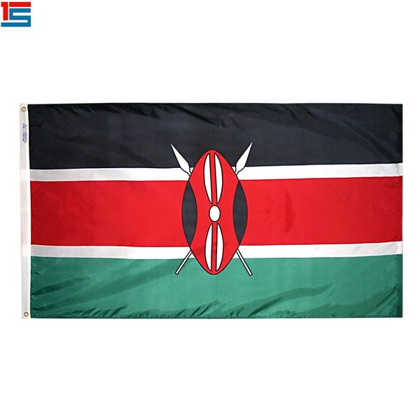 

digital printing kenya flag 90 x 150 cm polyester national country flag banner with two grommets