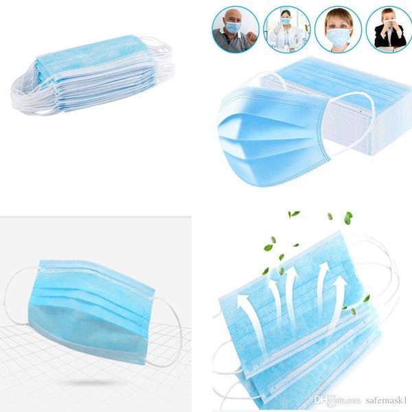 

mascherina disposable face mask 3 ply 3layer 50 pcs mouth cover masks blue masks earloop non-woven fabric 10000 pieces cycling mask