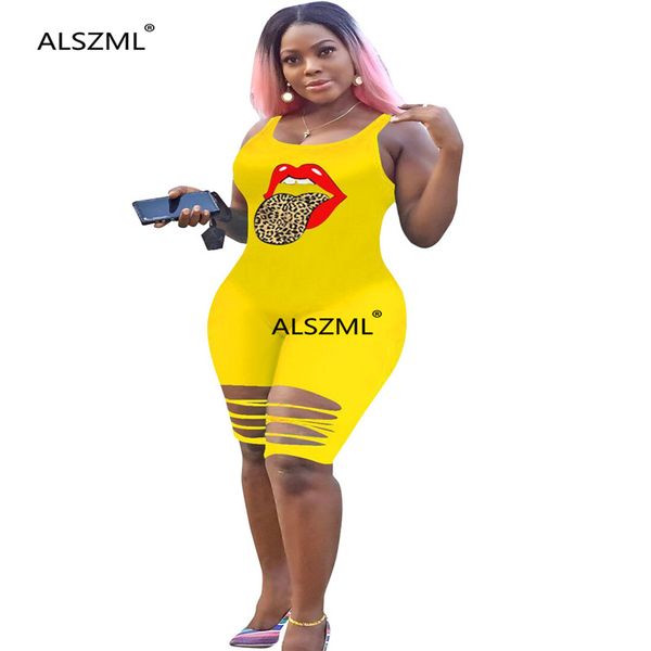 

европейский популярные мода губы печать дамы пляж стиль комбинезоны сексуальный выдалбливают дизайн шорты спортивные комбинезоны, Black;white