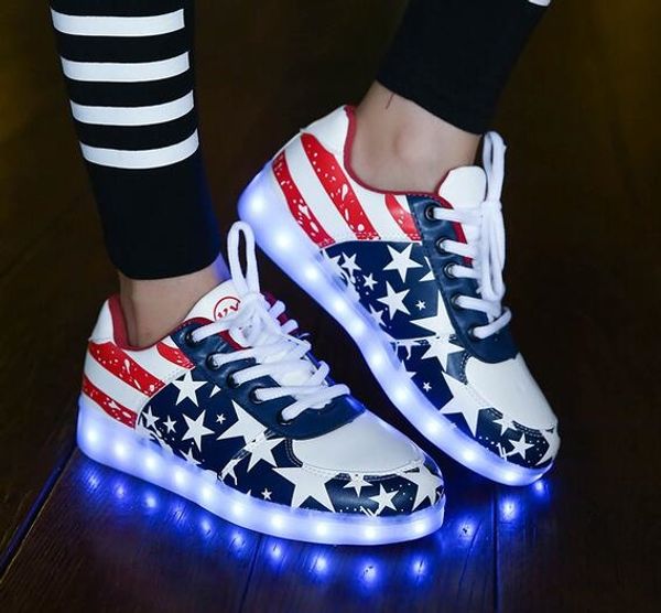 

new fashion light up kids led luminous girl boys athletic & outdoor shoes shoes color glowing casual with simulation sole charge for childre, Black