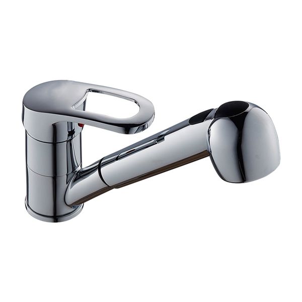 

modern high pressure chrome single lever faucet tap with pull-out shower mixer for kitchen washbasin sink faucet tap single le