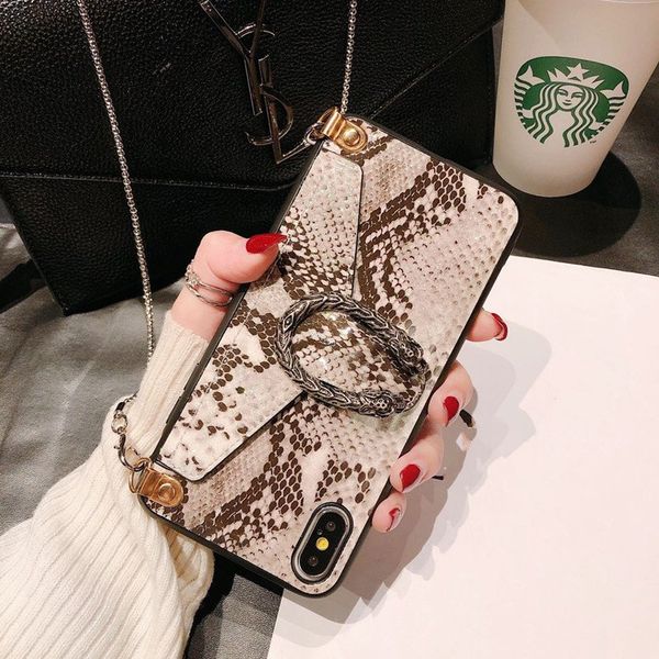 

luxury designer snake lanyard leather crossbody wallet card case for iphone 11 pro max xr xs max x 8 7 plus cover with strap