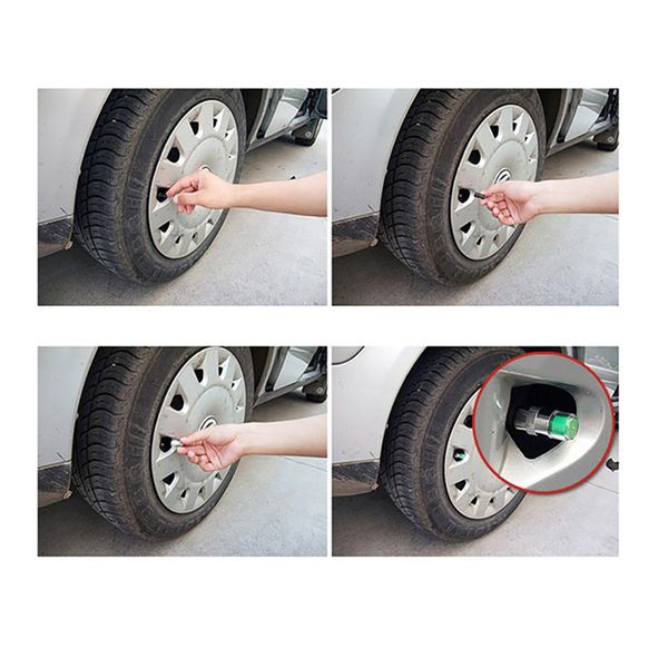 2.4 Bar 4pcs//set Tire Pressure Tire Monitor Pressure Gauge,Cap Sensor Indicator 3 Color Eye Alert Air Pressure Gauge