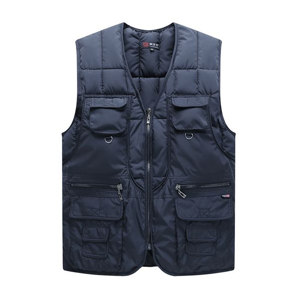 

rlyaeiz 2018 autumn winter men vests waistcoat casual many pockets warm down cotton vest male sleeveless vest jackets m-4xl, Black;white