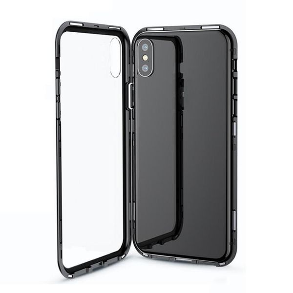 

дважды закаленное стекло магнитный телефон чехол для iphone xs max xr x 8 7 plus metal назад shell обложка