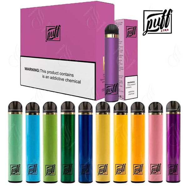 

СЛОЙКА XTRA Одноразовые Vape Pen 1500Puffs Предварительно заполненные картриджи 5,0 мл Huge батареи Starter Kit Device Бобы Система Испарители Ecigarette Пары