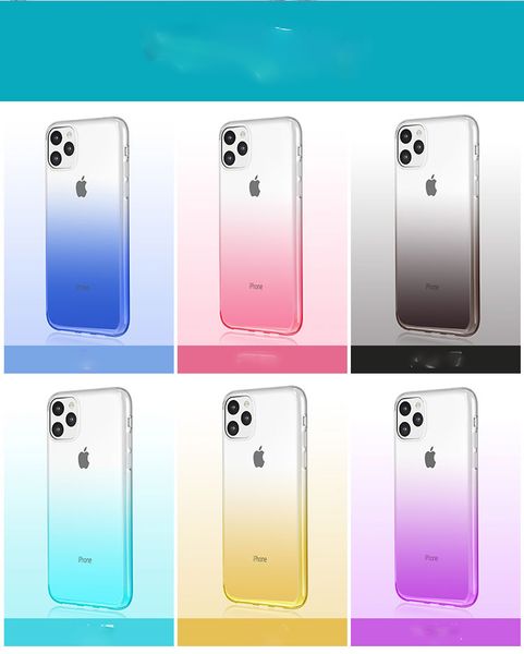 

1.0mm ultra-thin gradient tpu case for iphone 11 pro max 6 7 8 plus samsung note 10 a50 a70 a10e shockproof cases for google pixel4 xl