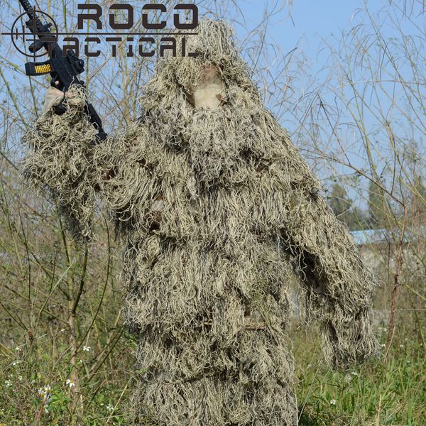 

rocotactical lightweight washable sniper ghillie suit tactical camouflage suit for hunting paintball woodland, Camo