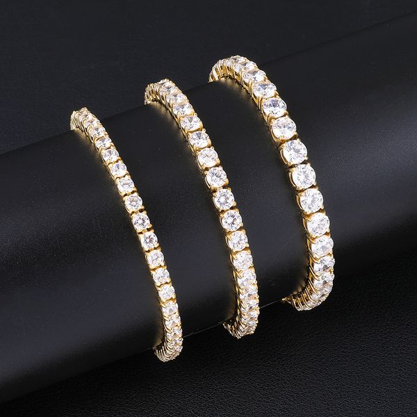 

us7 hip hop 1 row bling iced out bracelet for men rhinestone tennis chain stainess steel bracelets cz link chain jewelry, Black