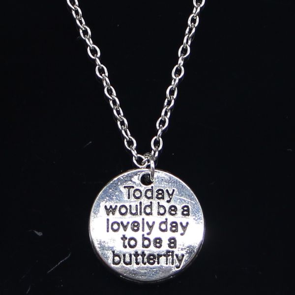

20pcs new fashion necklace 20mm today lovely day butterfly silver pendants short long women men colar gift jewelry choker