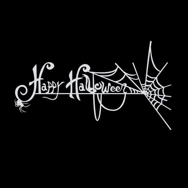 Kjh21 Halloween Wall Sticker Diy Letters Happy Spider Pumpkin