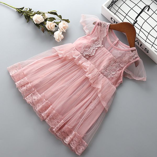 

wholesale girl dress 2019 summer new fashion casual flower kid children formal party birthday princess girl dress, Red;yellow