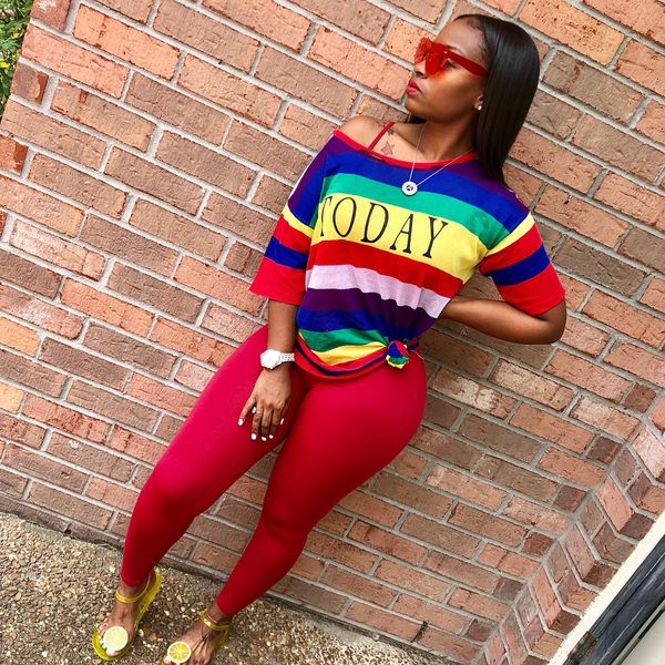 

designer tracksuit rainbow brand suits luxury womens 2 piece sets rainbow shirt and pants jogging tracksuits sell -2xl, White