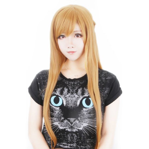 Anime Sword Art Online Yuuki Asuna Wig Blonde Long Wavy Cosplay