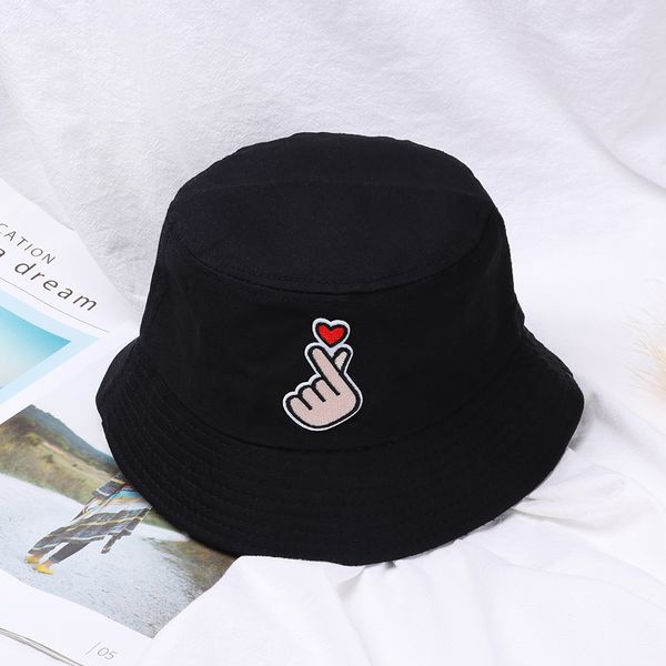 

summer foldable bucket hat women outdoor sunscreen cotton fishing hunting cap than heart print casual sun prevent hats