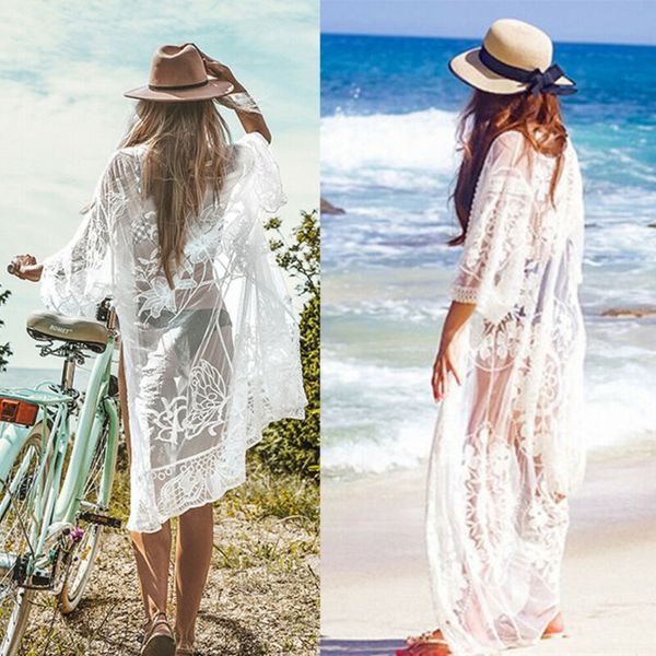 

cover-ups women wrap beach kimono cover lace bikini up cardigan long sleeve swimwear summer bath swimsuit