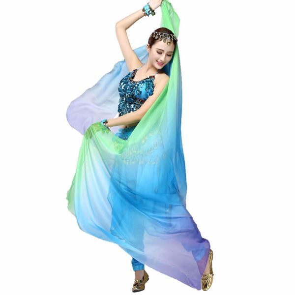 

novelty gradient veil shawl face shawl wrap scarf women dance belly bollywood costume silk-like, Black;red