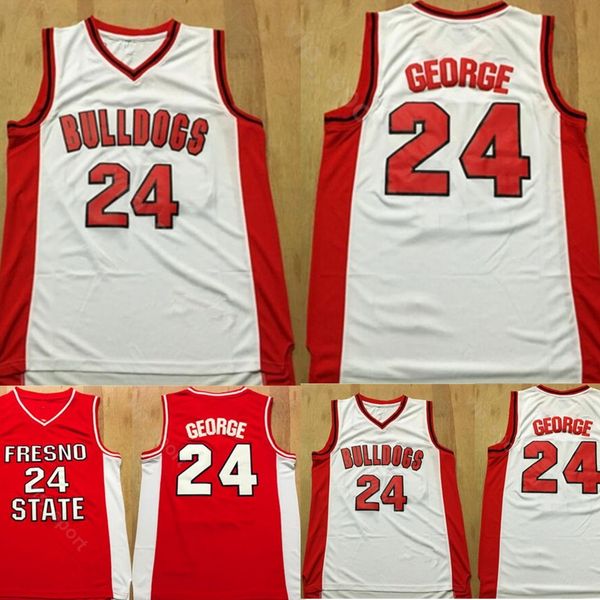 

бесплатная доставка 24 павел джордж колледж фресно государственные бульдоги тдинопы мужчины красный белый баскетбол пол джордж джерси спорти, Black
