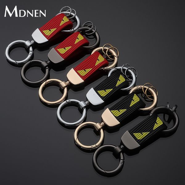 

mdnen leather keychain luxury leather key chain car keyfob couple locksmith keyholder trinket, Silver