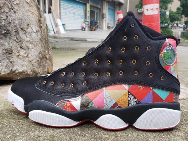 

new arrival cny chinese new year 12s men basketball shoes 12 black sail-metallic gold-true red athletic sports sneakers 7-13