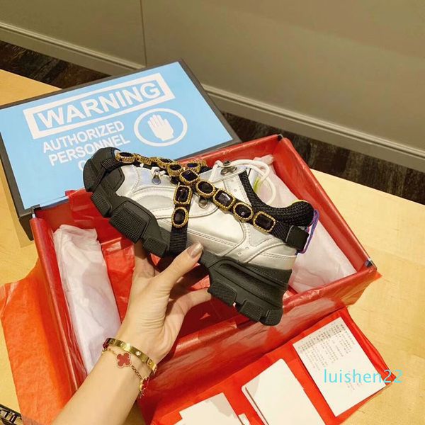 

2020 new luxury popular leather casual shoes women men designer sneakers shoes fashion leather lace up shoe mixed color l22, Black