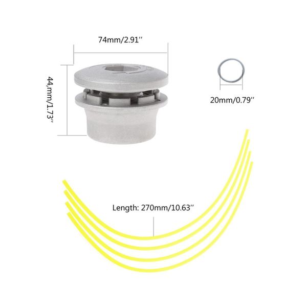 

aluminum alloy grass trimmer head threaded nylon cutter head lawn mower accessory with 4 cables for garden hardware tools