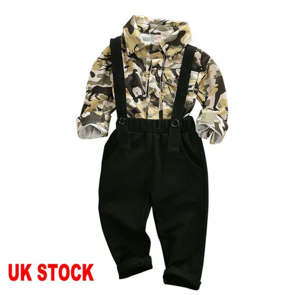 

2pcs gentleman baby boy infant romper jumpsuit bodysuit camouflage cotton clothes shirt+bib pants outfit set