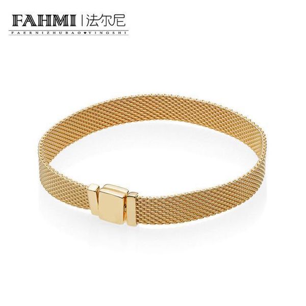 

fahmi 100% 925 sterling silver new 567712 shine reflexions bracelet charm diy basic bracelet manufacturers direct selling, Golden;silver