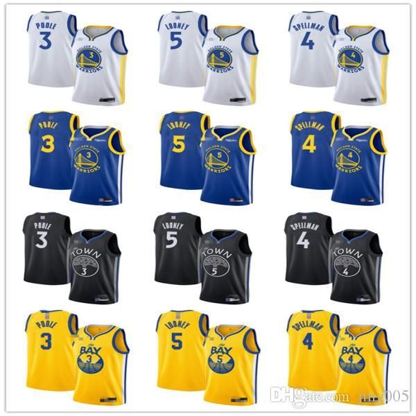 

mensÂ womensÂ youth golden state warriors 3 poole 5 kevon looney 4 omari spellman blue white yellow custom basketballÂ jerseys, Black;red