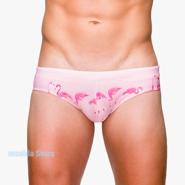 

men's ins flamingo print triangle swim briefs briefs beach bikini bottoms