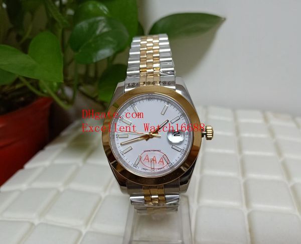 

sell mens watches date just 41 mm 116333 126300 18k yellow gold white dial asia 2813 movement automatic men's wristwatches christmas g, Slivery;brown