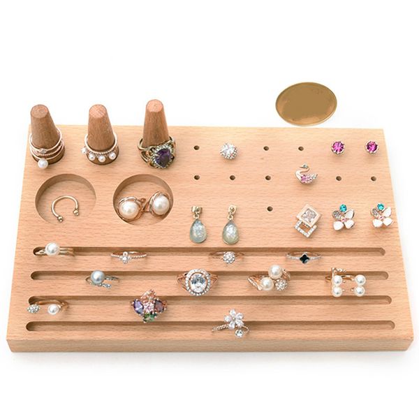 

[ddisplay]creative beech jewelry organizer display personalized earring display holder wooden rings holder display, Black