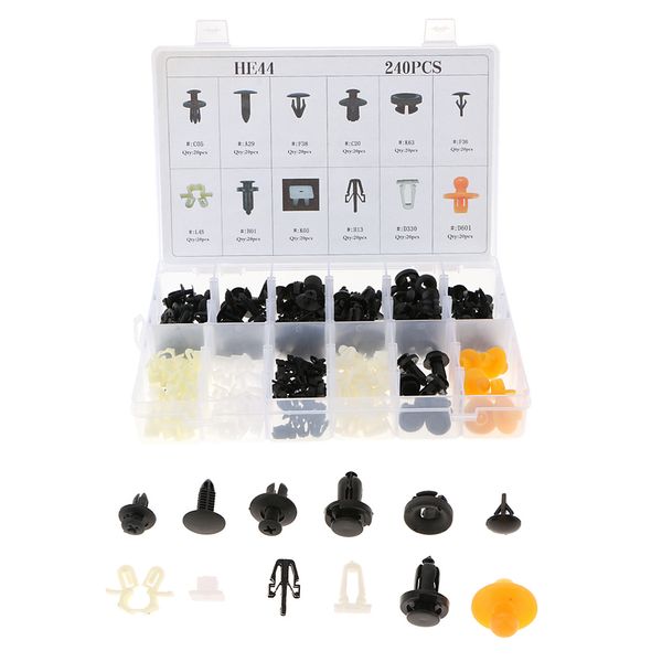 

240 pieces car push pin rivet clips with storage case for toyota honda